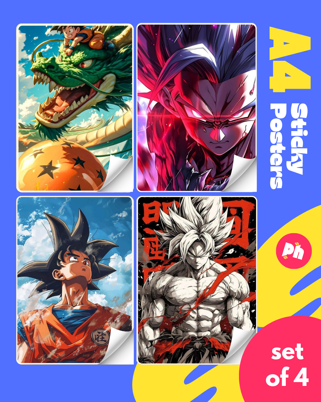 Dragon Ball Set of 4 Sticky Poster