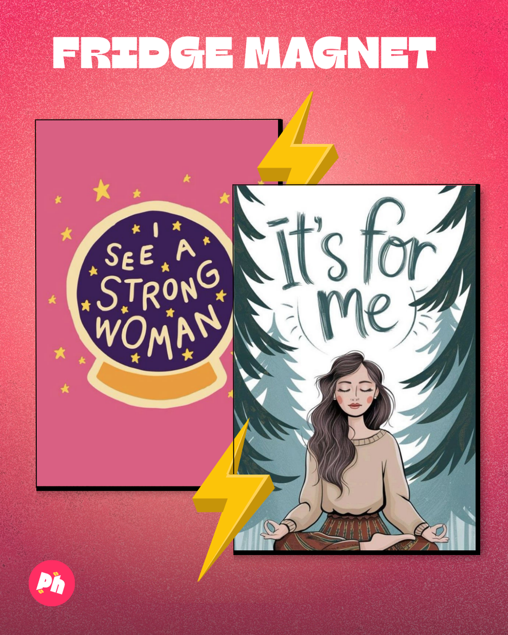 Strong Woman Affirmations set of 2 fridge magnet