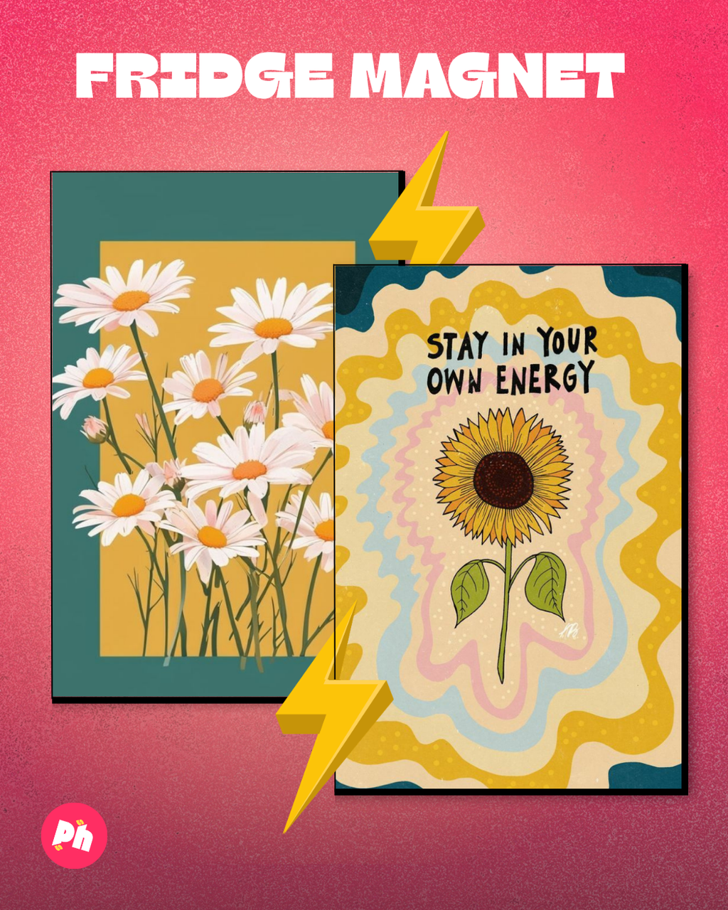 Flower set of 2 fridge magnet