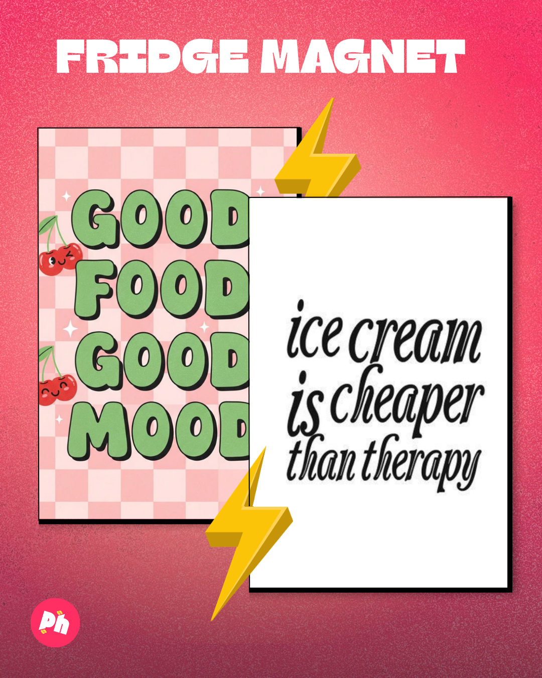 Good Food Good Mood set of 2 fridge magnet