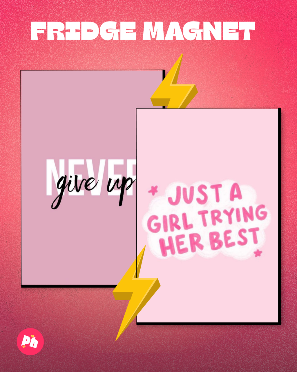 Never Give Up set of 2 fridge magnet