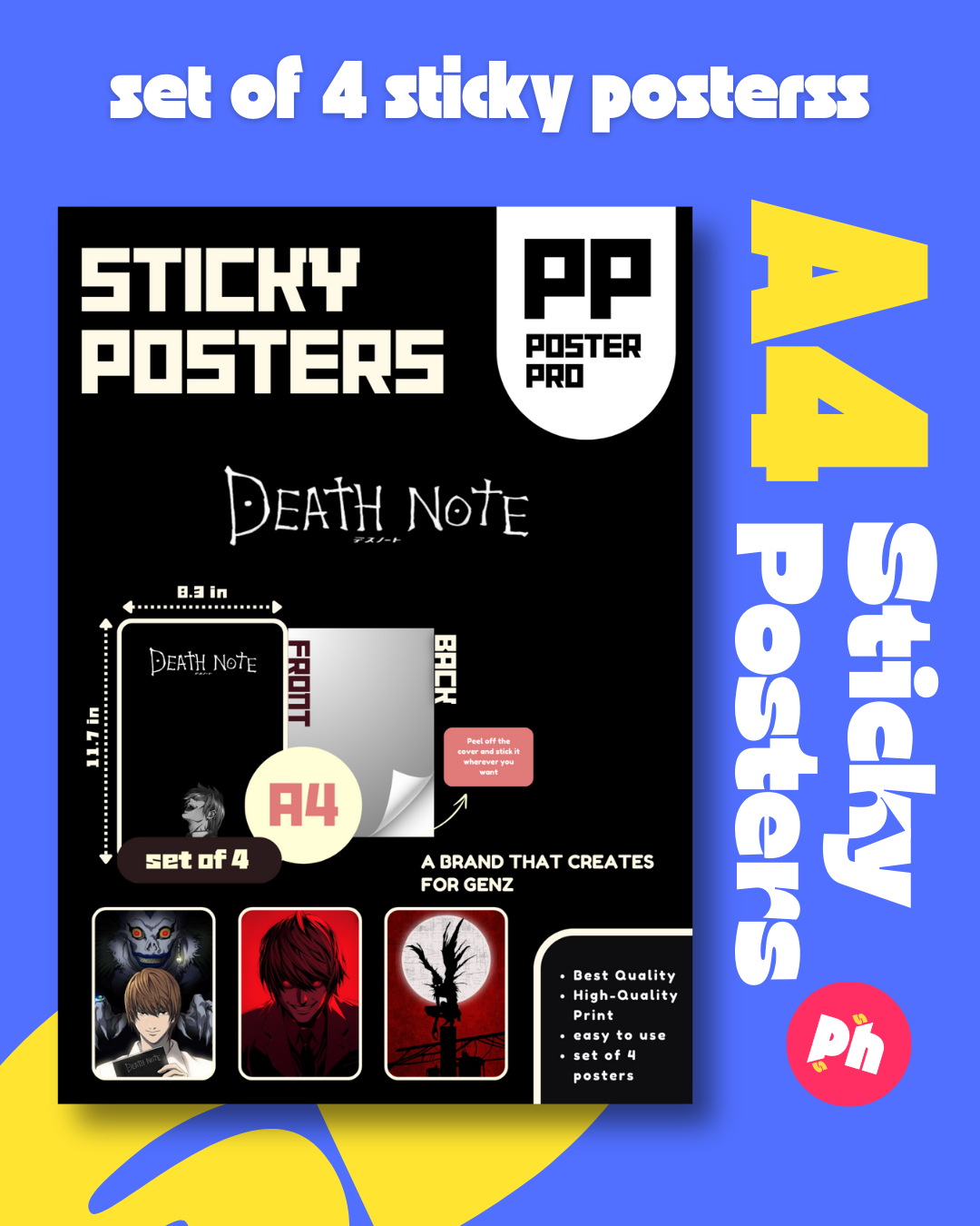 Death Note Set of 4 Sticky Poster