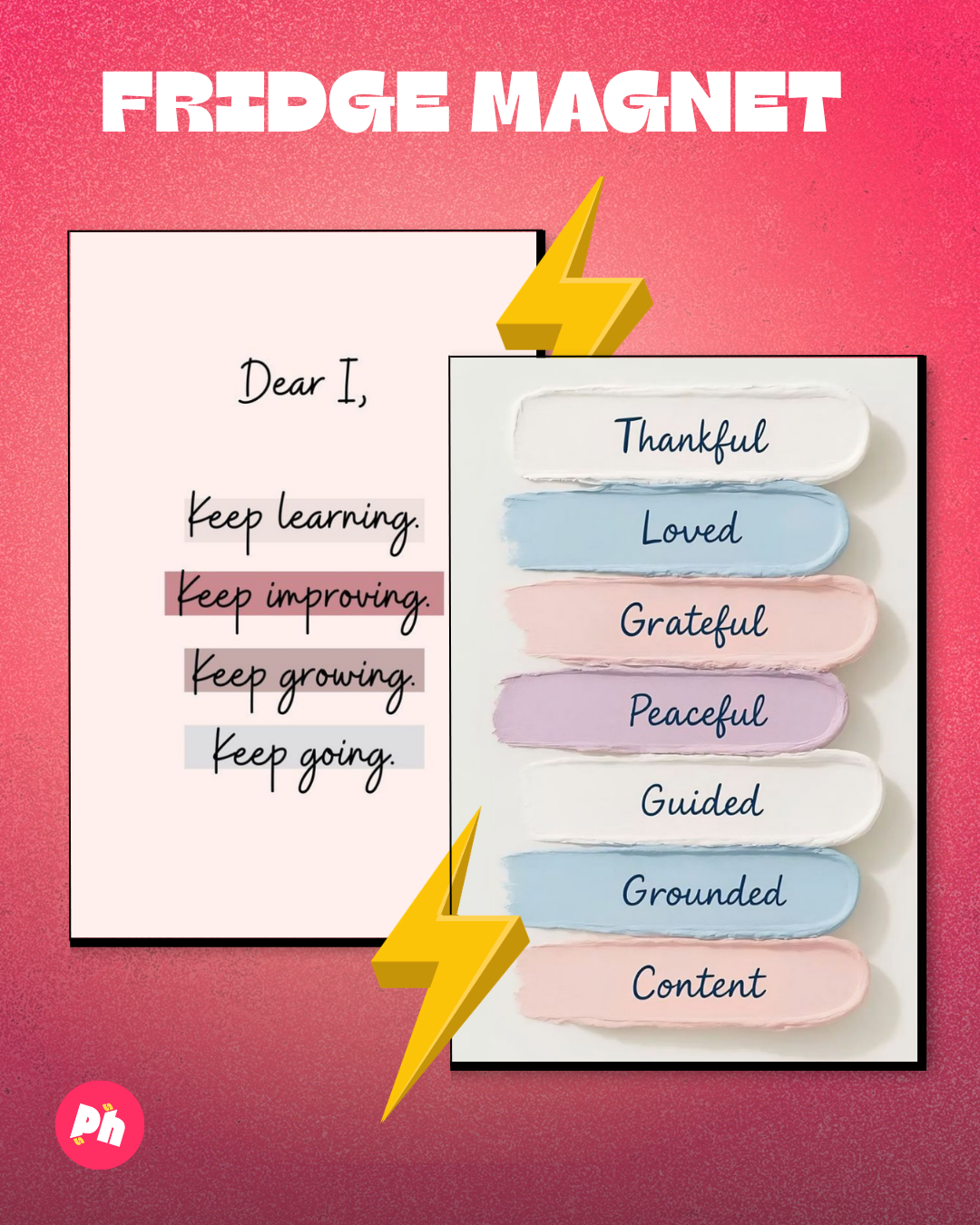Affirmations set of 2 fridge magnet
