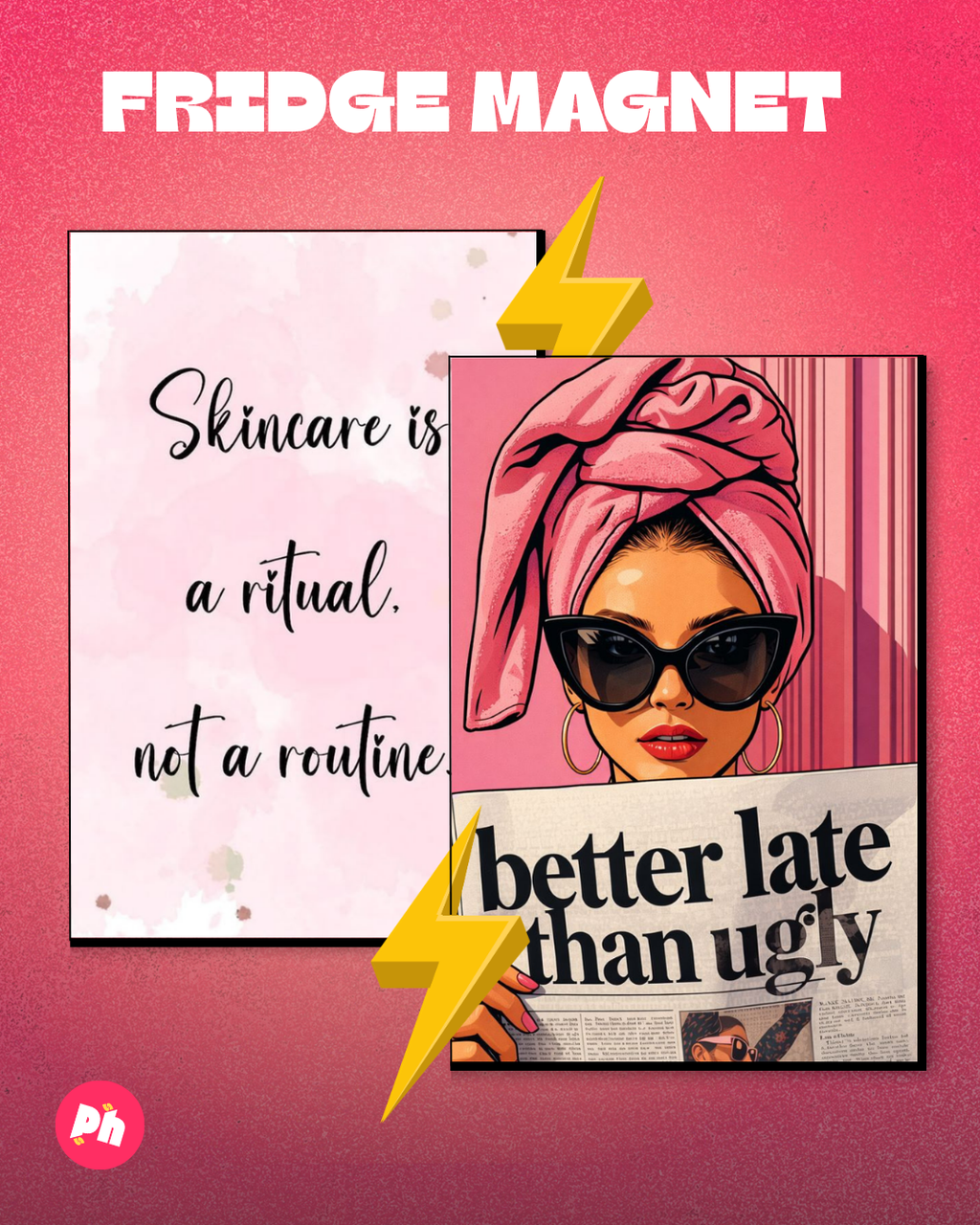 Skincare Ritual set of 2 fridge magnet