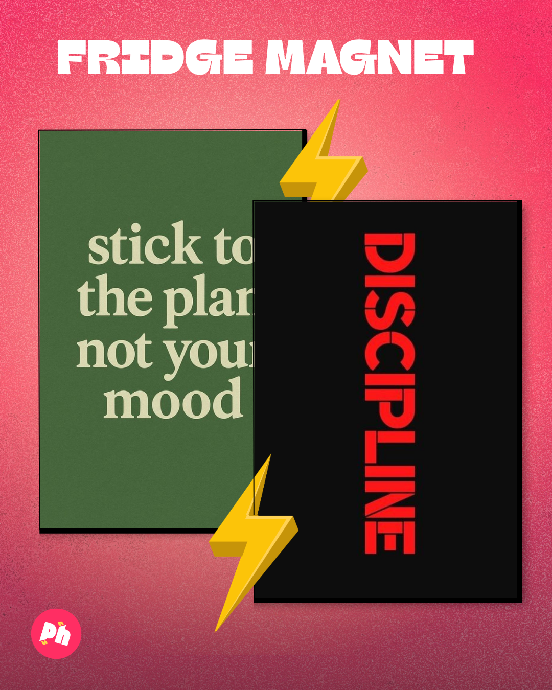 Discipline Motivational set of 2 fridge magnet