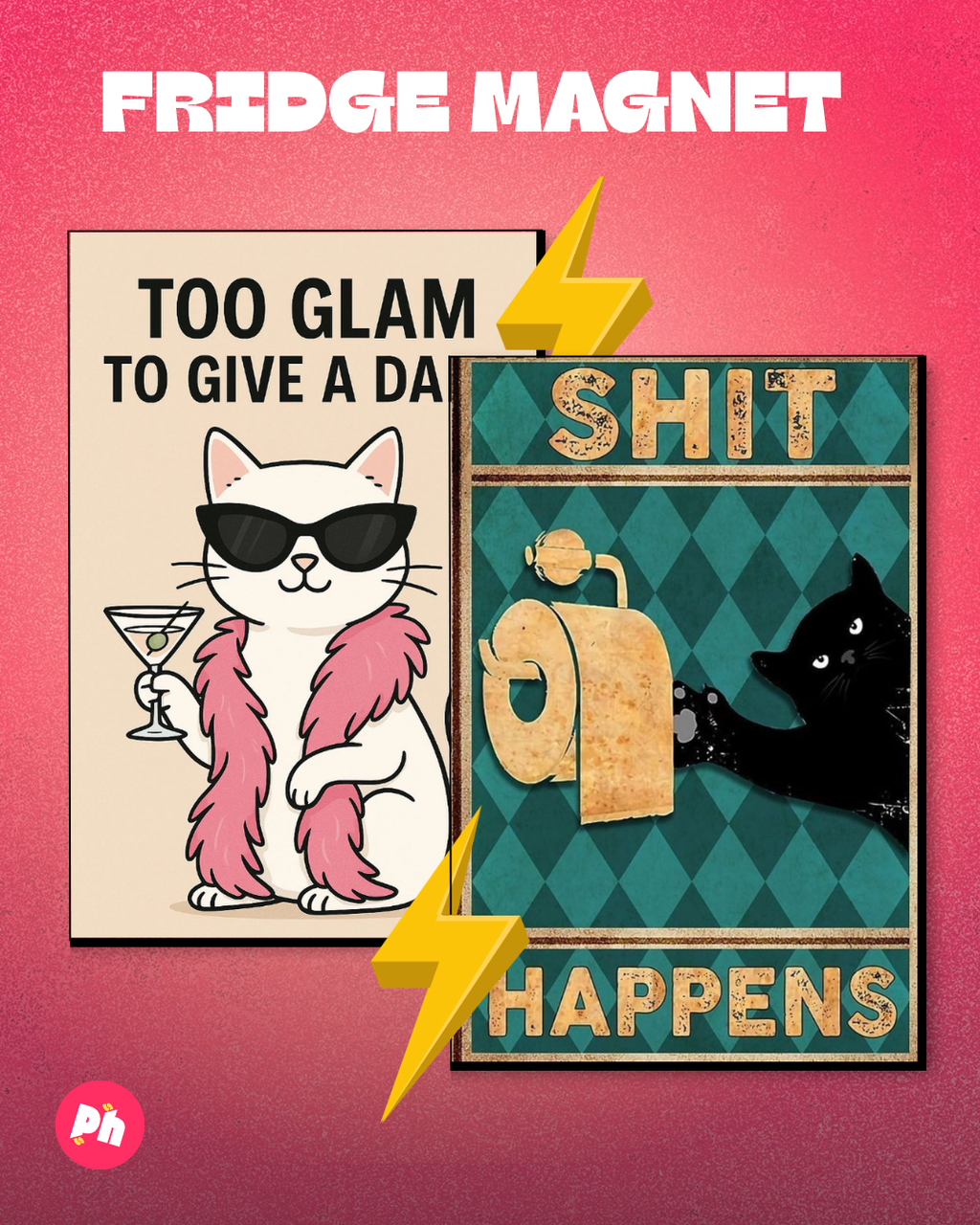 Cute Cat set of 2 fridge magnet