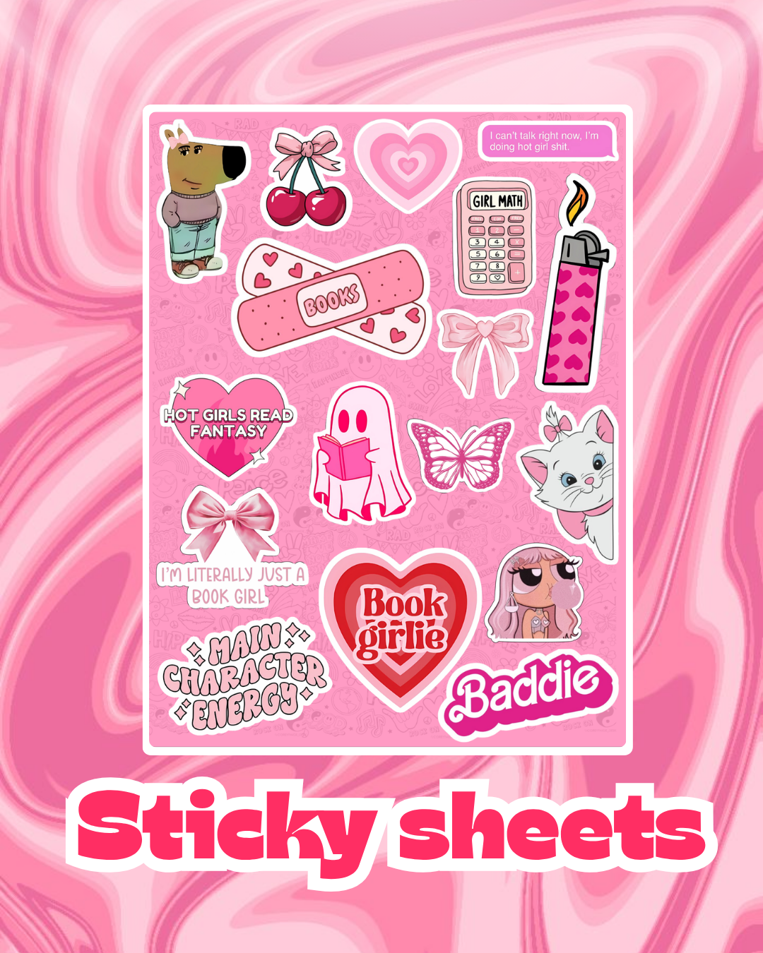 Pink Girls Laptop Sticker Sheet