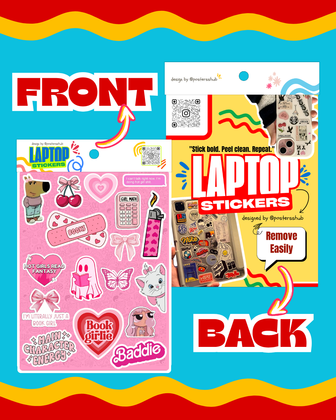 Pink Girls Laptop Sticker Sheet