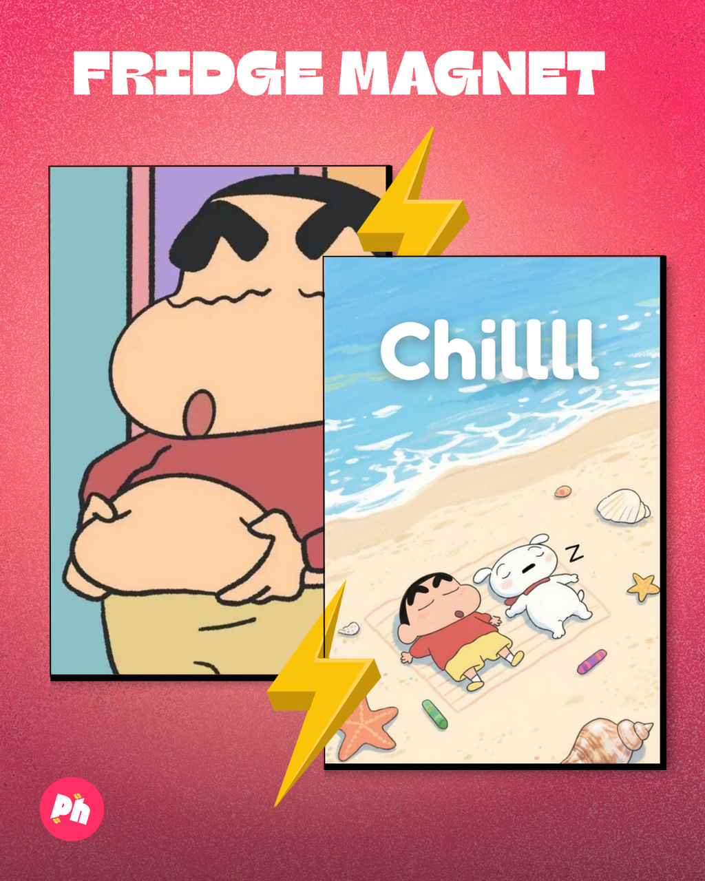 Shin-chan Chill set of 2 fridge magnet