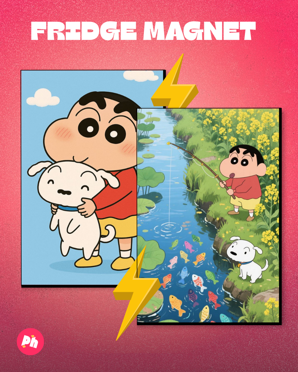 Shinchan and Shiro set of 2 fridge magnet