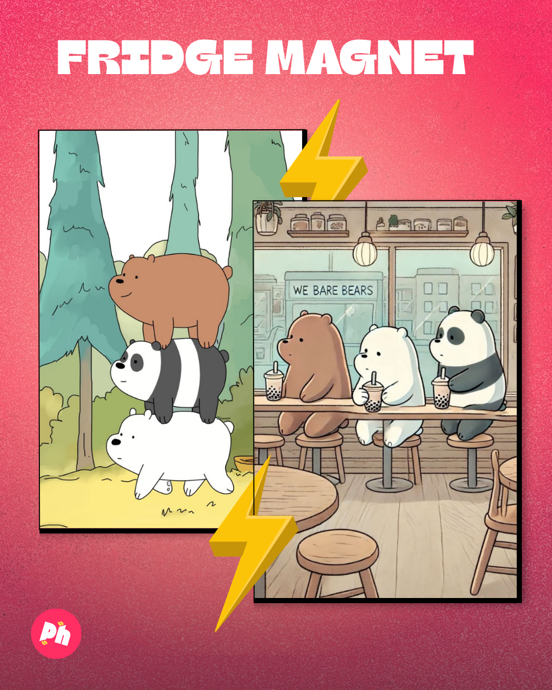 We Bare Bears set of 2 fridge magnet