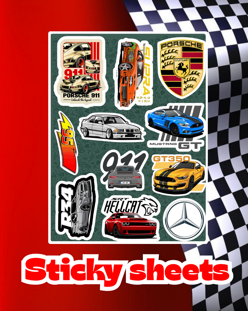 Cars Laptop Sticker Sheet