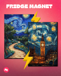 Starry Night Path X Big Ben set of 2 fridge magnet