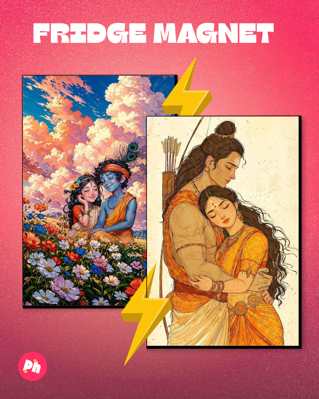 Krishna & Radha set of 2 fridge magnet