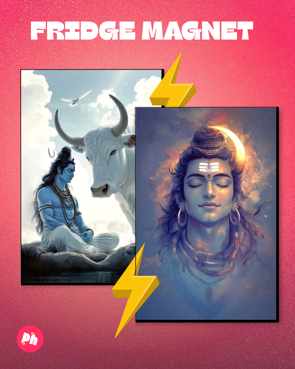 Shiva & Nandi set of 2 fridge magnet