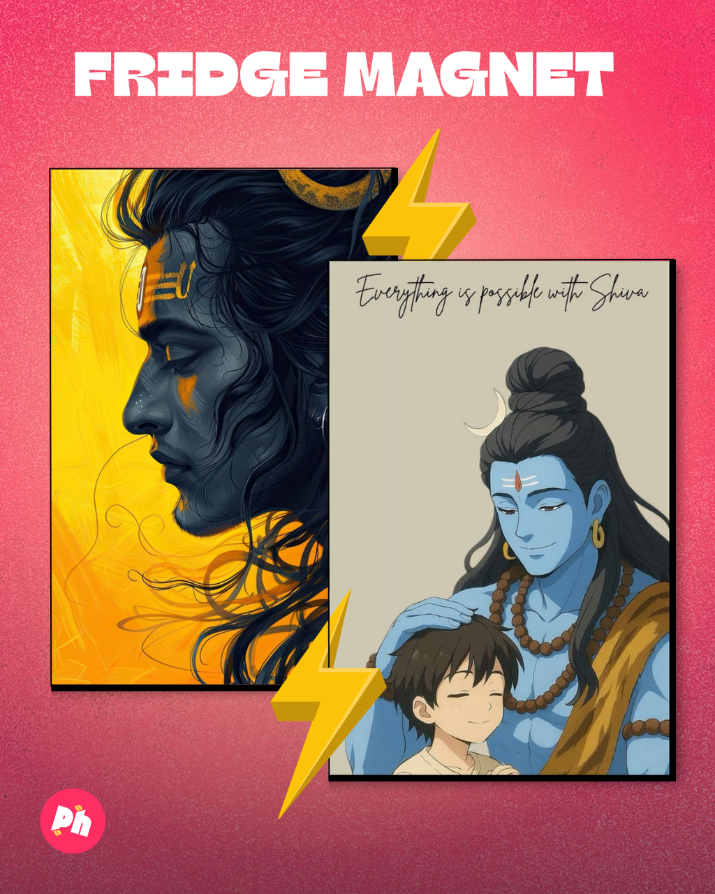 Shiva Motivational set of 2 fridge magnet