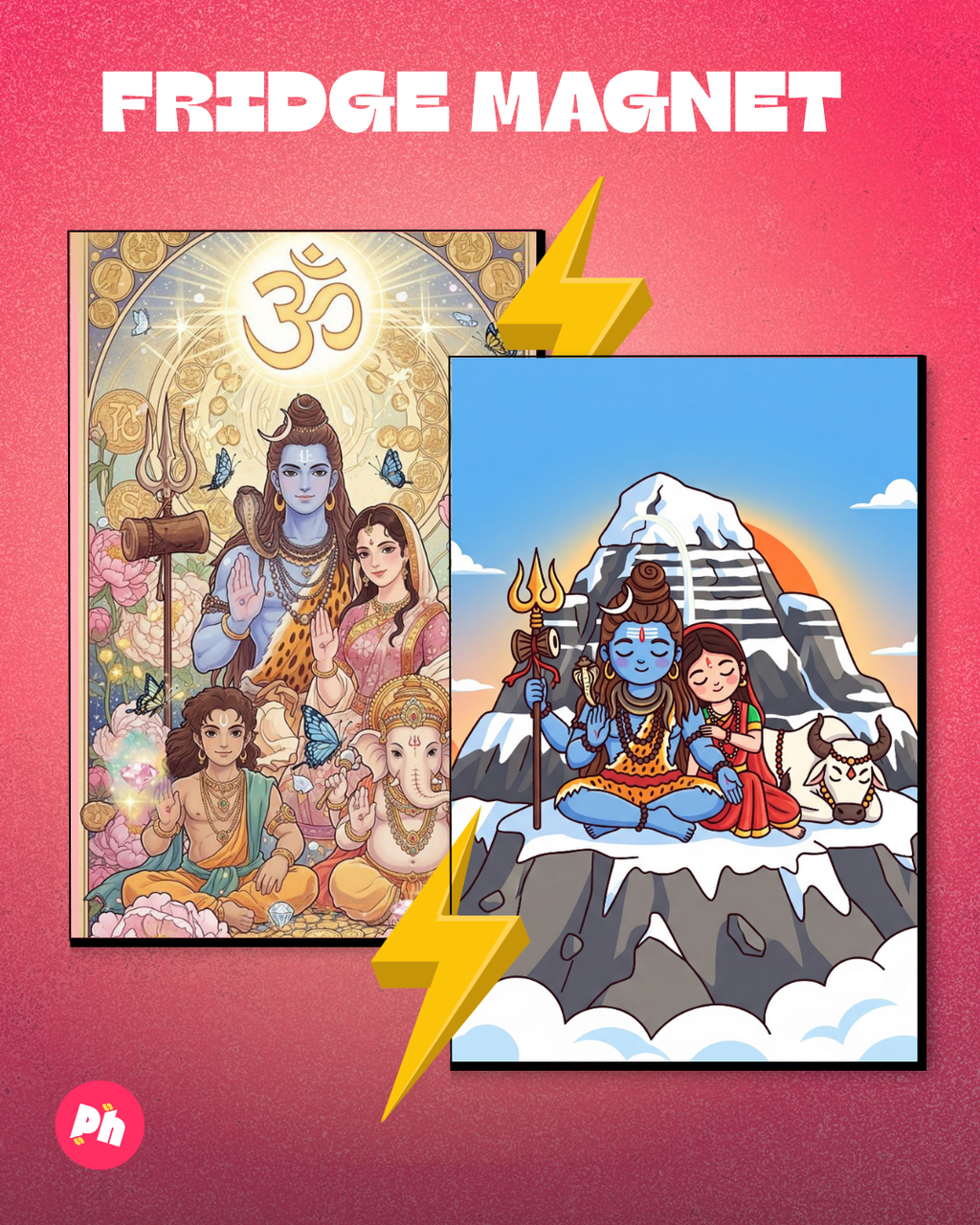 Shiva Family set of 2 fridge magnet