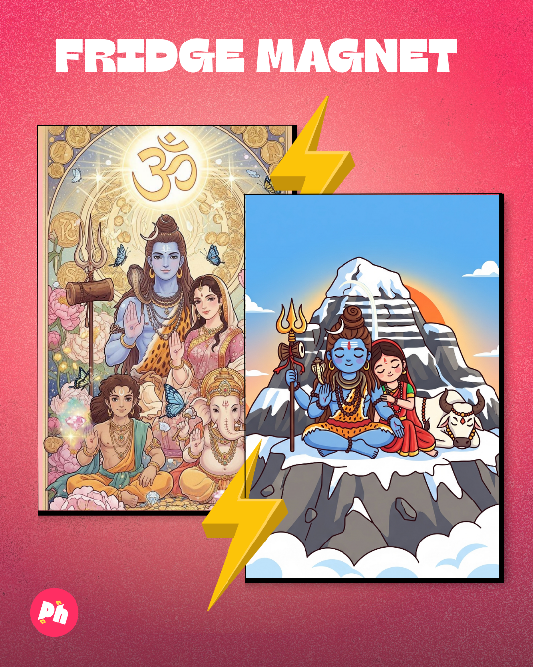 Shiva Family set of 2 fridge magnet