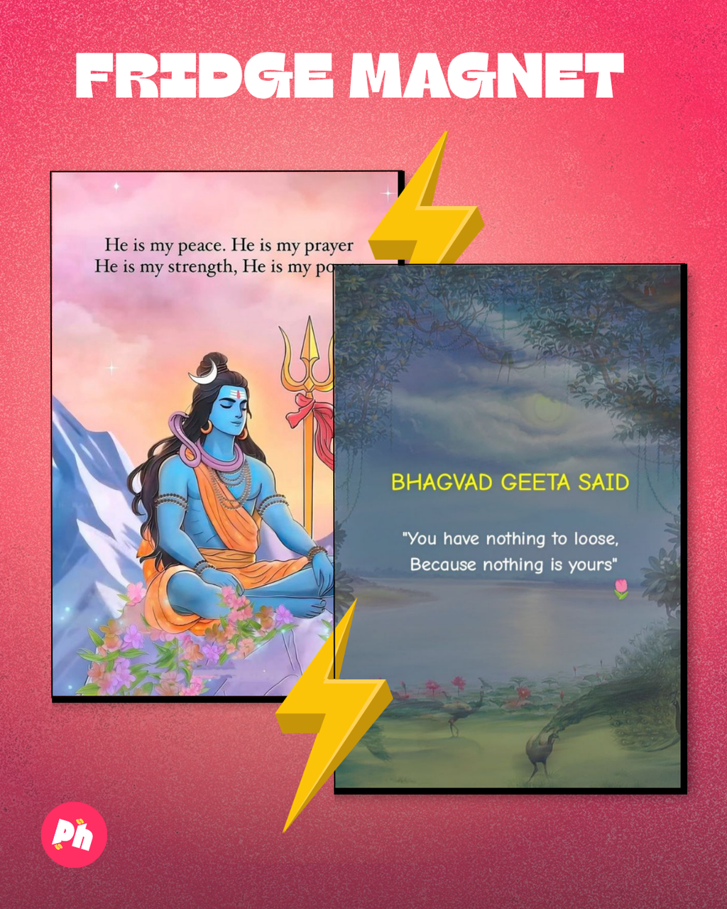 Shiva Bhagavad Gita set of 2 fridge magnet