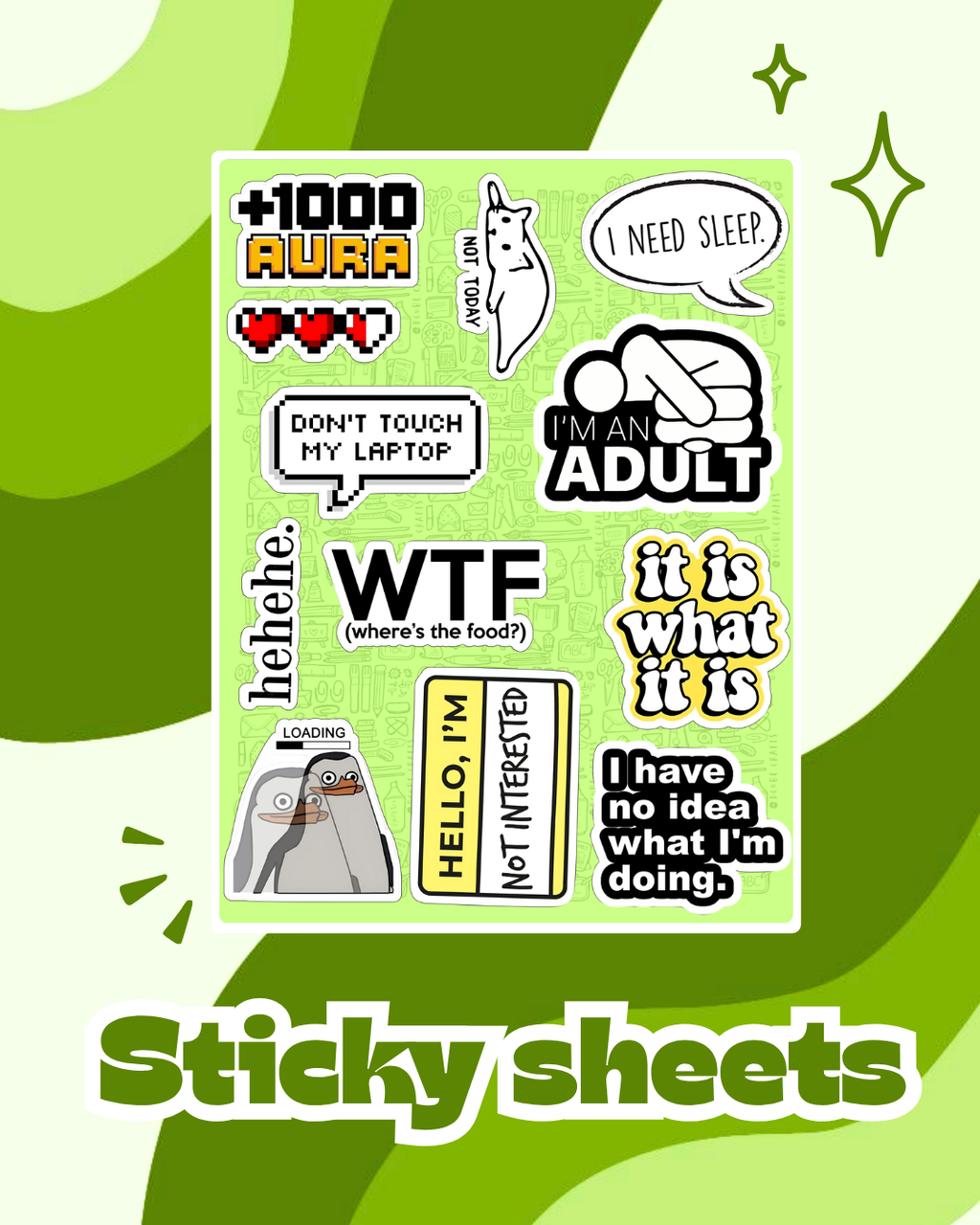 Random Quotes Laptop Sticker Sheet