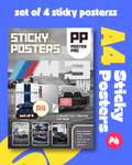 Supercar Collection Set of 4 Sticky Poster