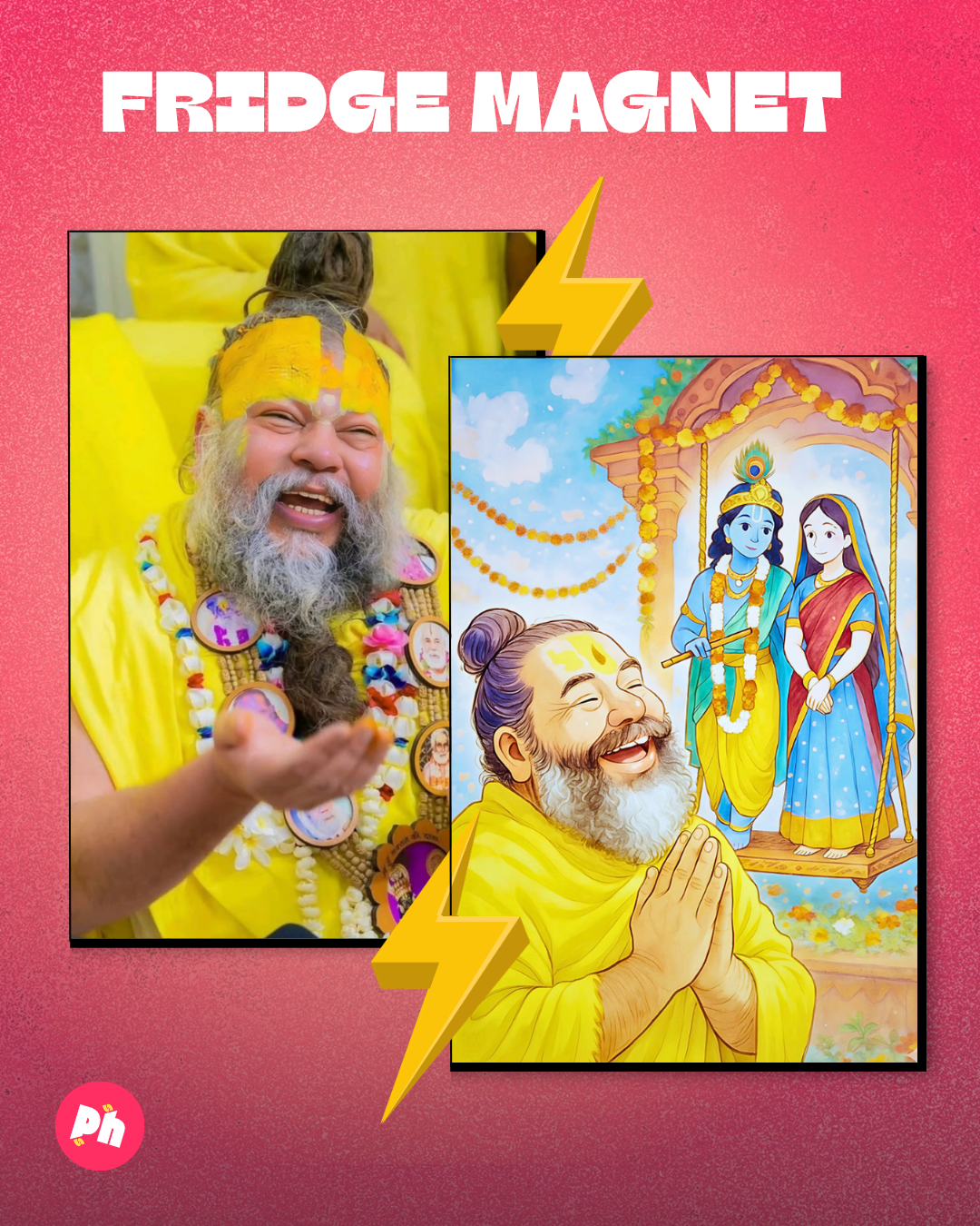 Premanand Ji set of 2 fridge magnet