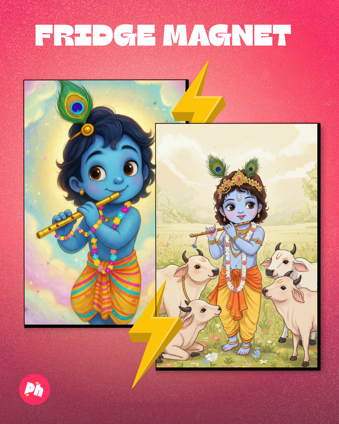 Bal Krishna set of 2 fridge magnet