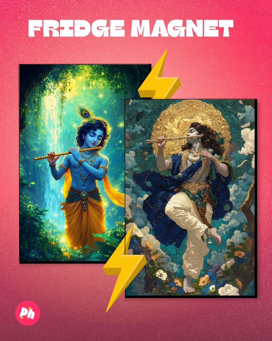 Krishna Flute set of 2 fridge magnet