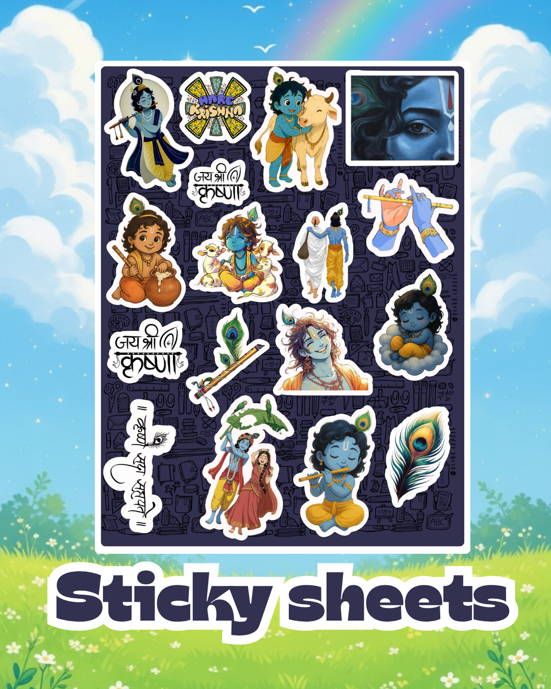 Krishna Ji Laptop Sticker Sheet
