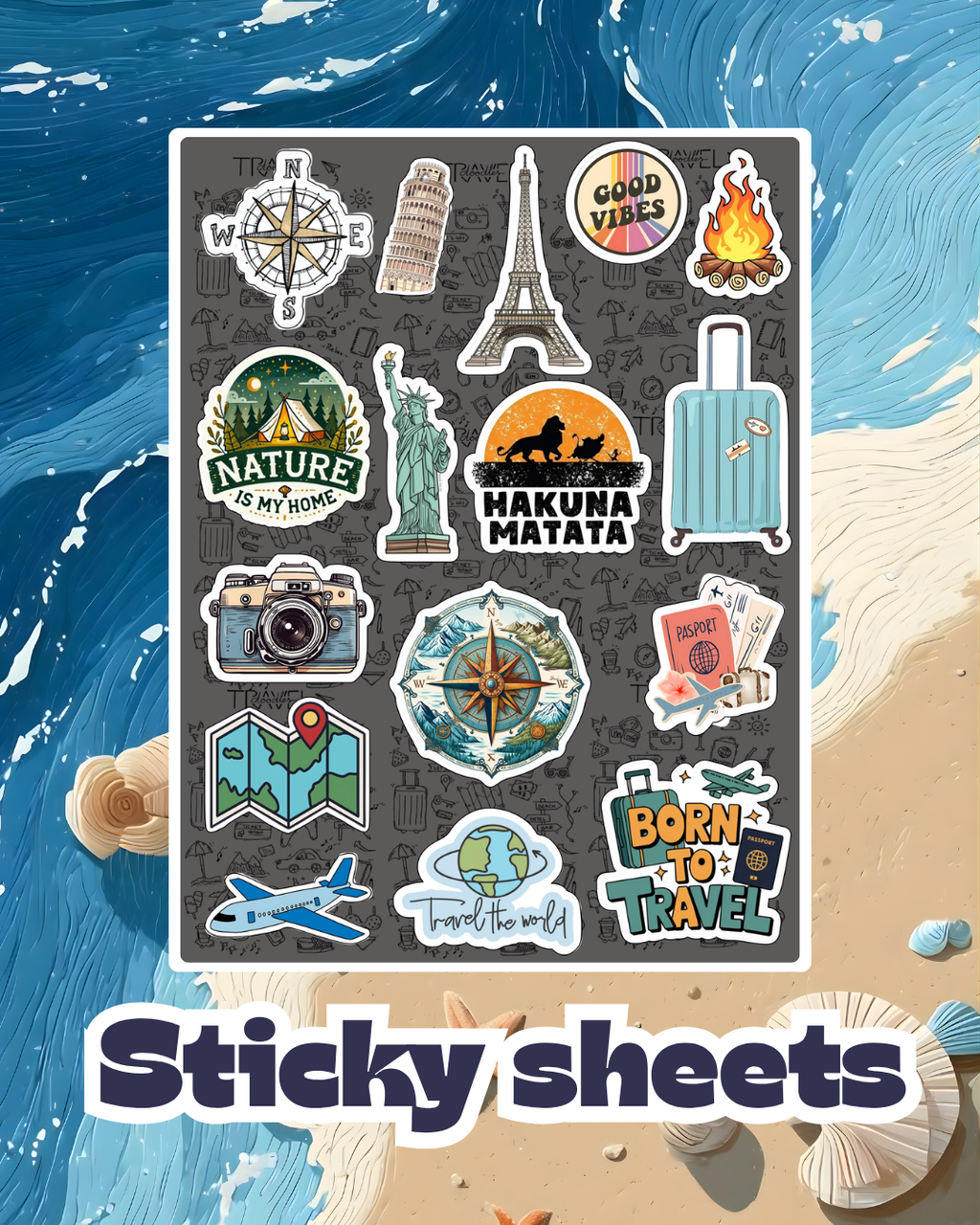 Travel Laptop Sticker Sheet