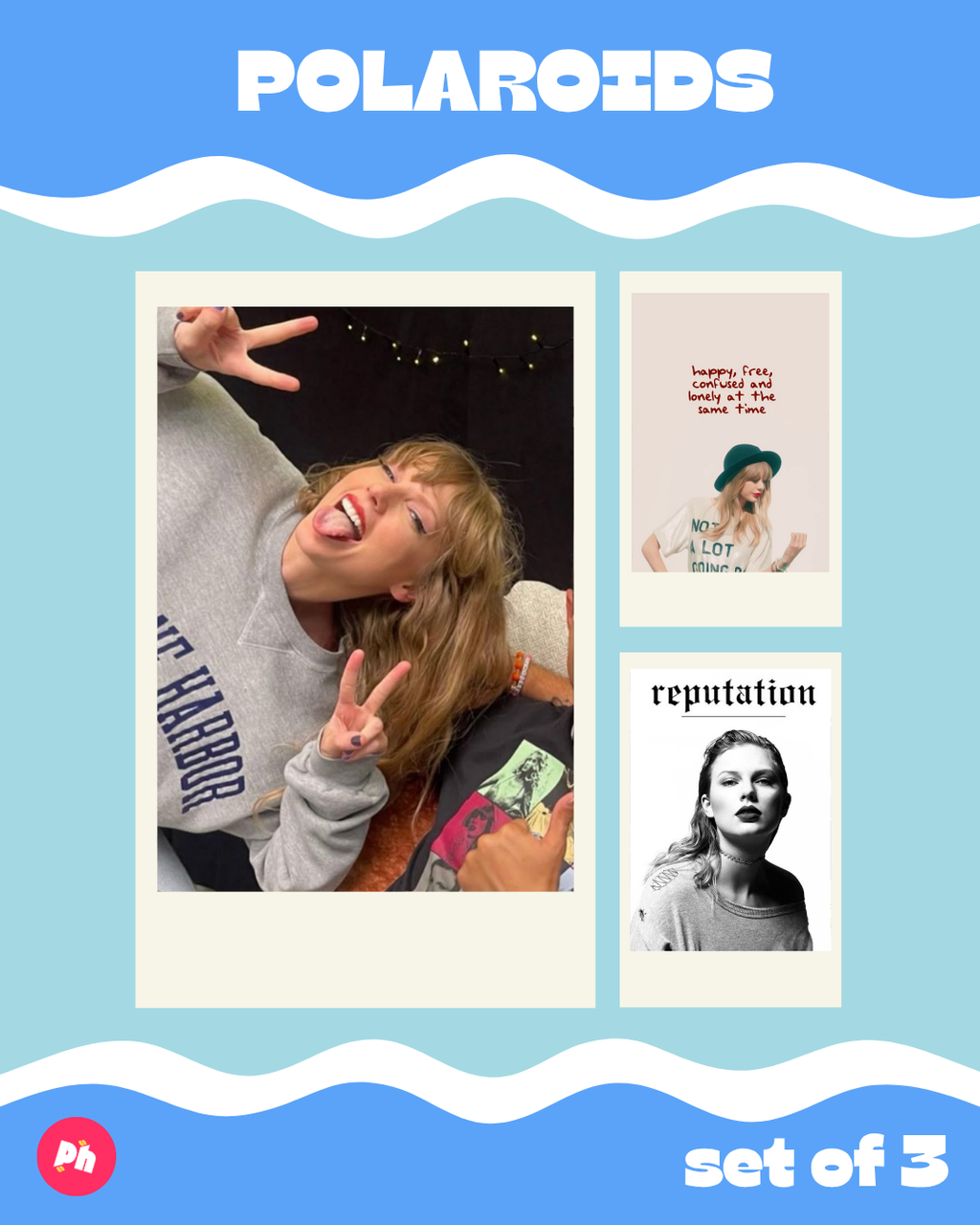 Taylor Swift 2 Polaroid set of 3