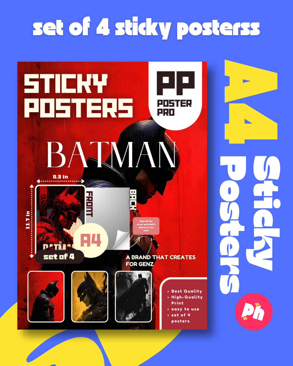 Batman Set of 4 Sticky Poster