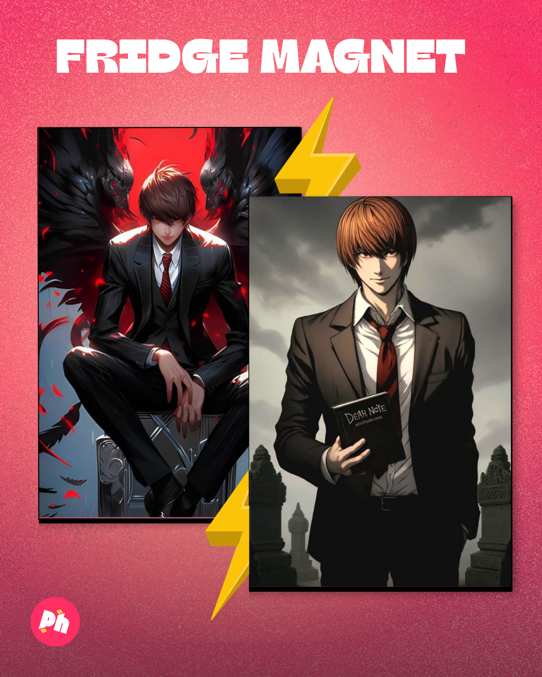 Death Note Light Yagami Set of 2 Fridge Magnet