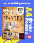 Wanted Poster Set of 4 Sticky Poster