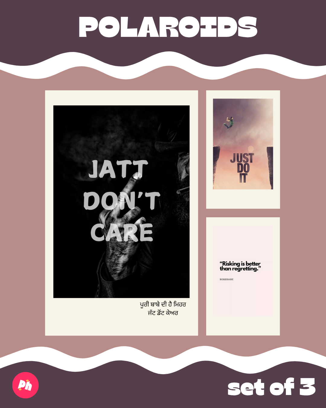 Jatt Don't Care Polaroid set of 3