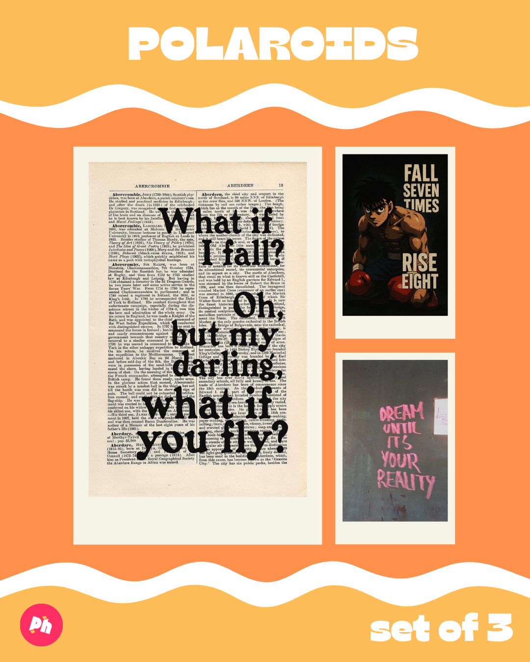 Motivation: Fall Seven Times Polaroid set of 3