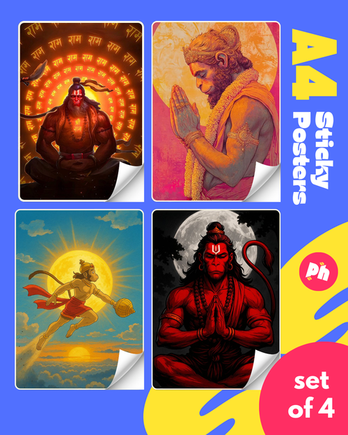 Bajrangbali Set of 4 Sticky Poster