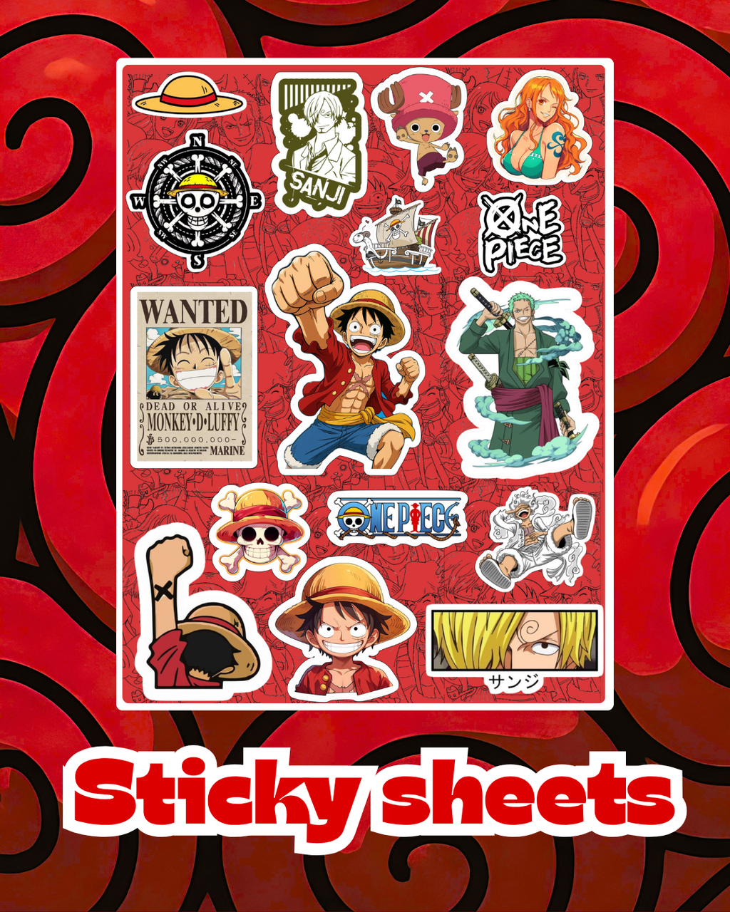 One Piece Laptop Sticker Sheet