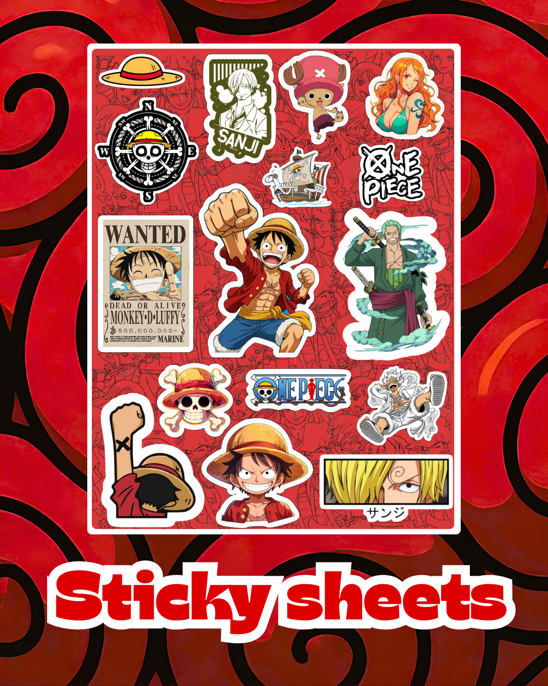One Piece Laptop Sticker Sheet