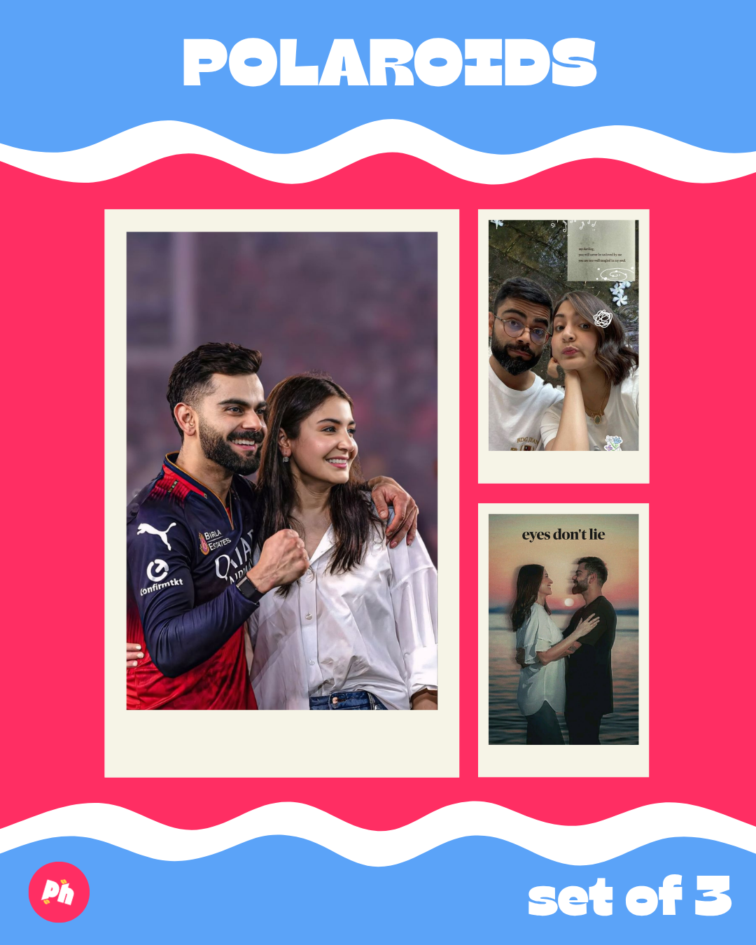 virushka couple Polaroid set of 3