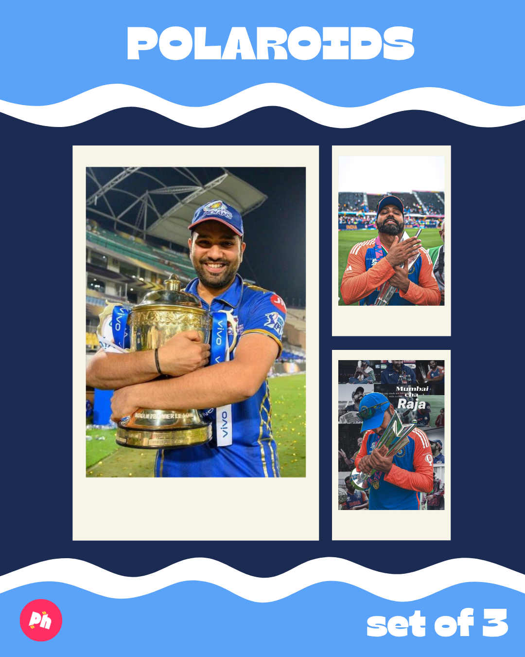Cricket: Rohit Sharma Mumbai Polaroid set of 3