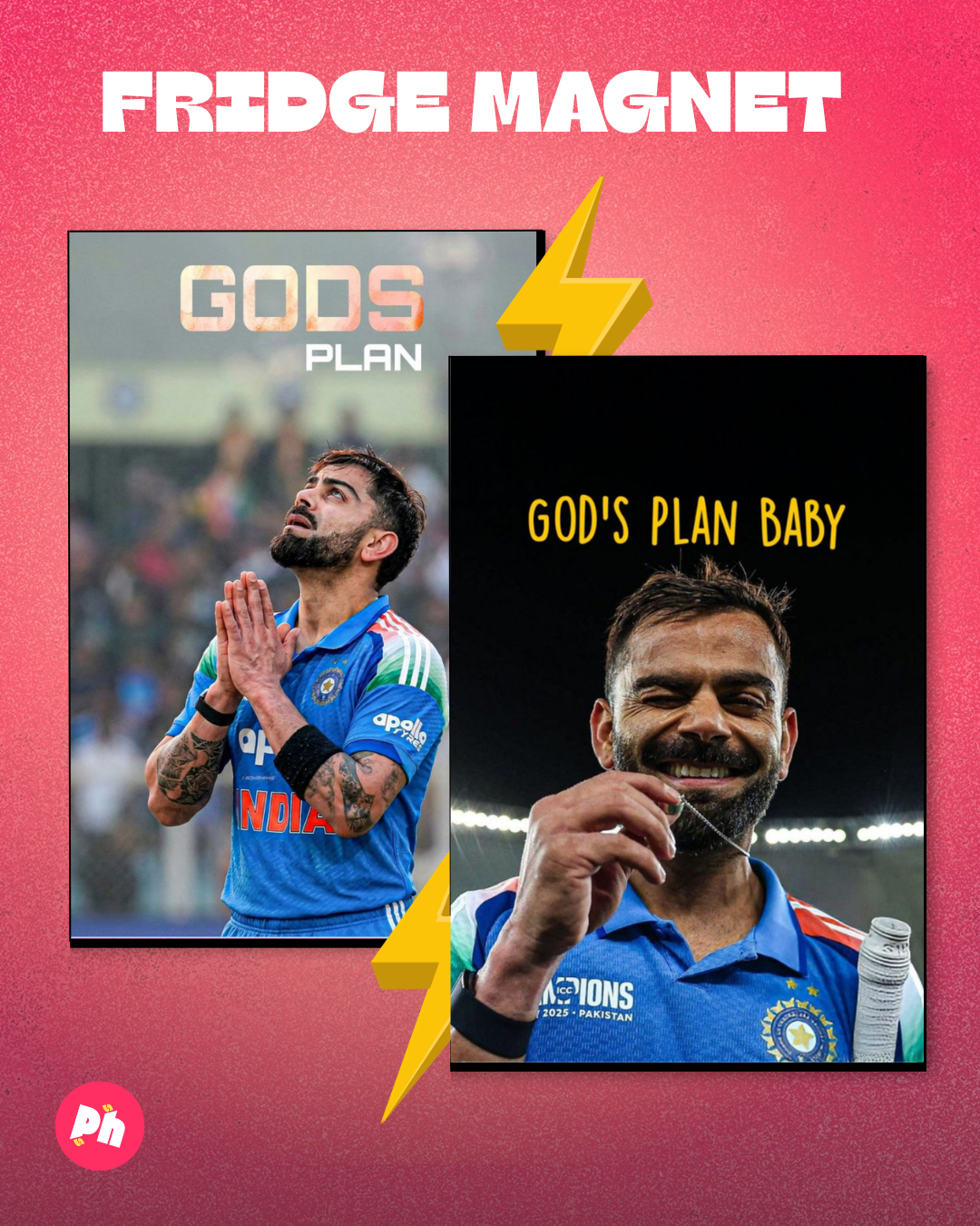 Virat Kohli “God’s Plan” set of 2 fridge magnet