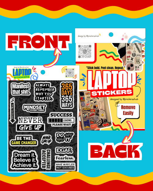 Black Motivation Laptop Sticker Sheet