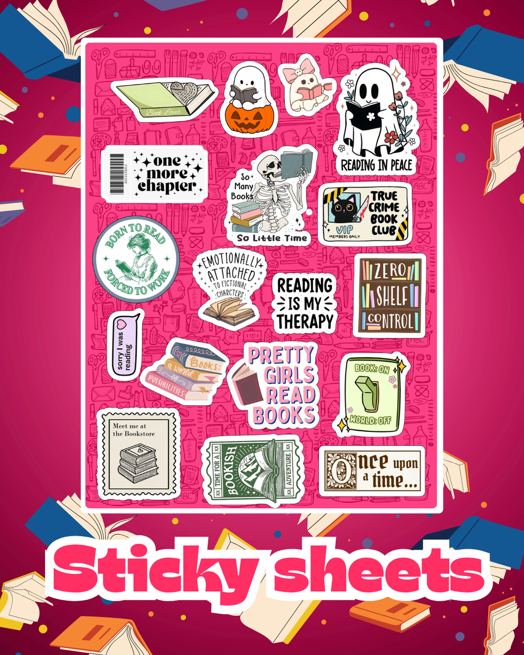 Book Lover Laptop Sticker Sheet