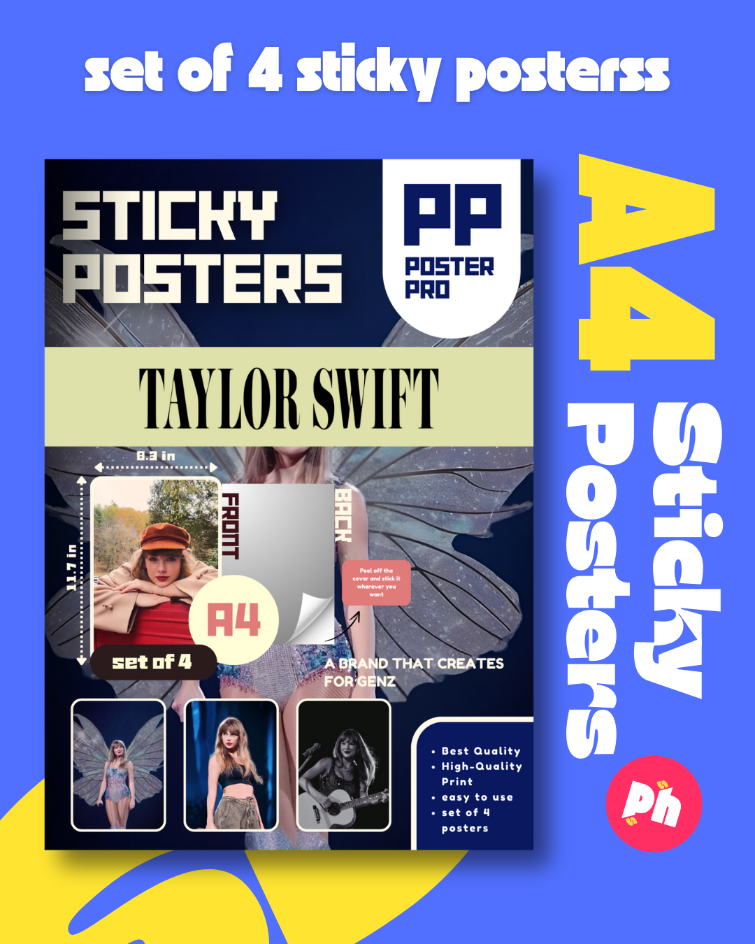 Taylor Swift Set of 4 Sticky Poster