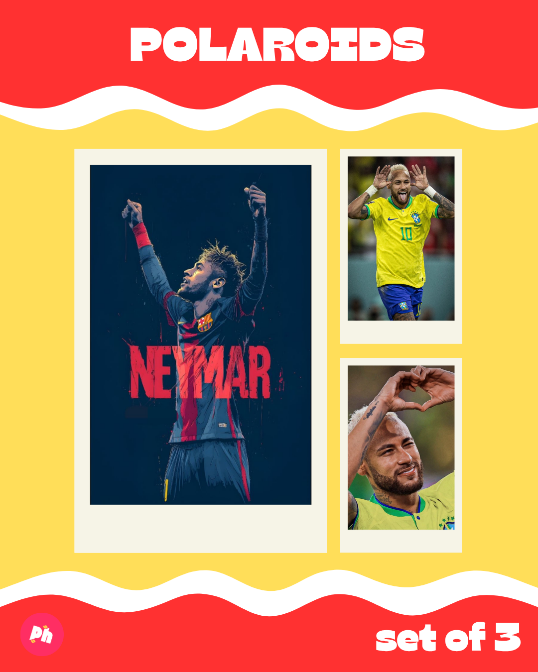 Football: Neymar Jr Polaroid set of 3