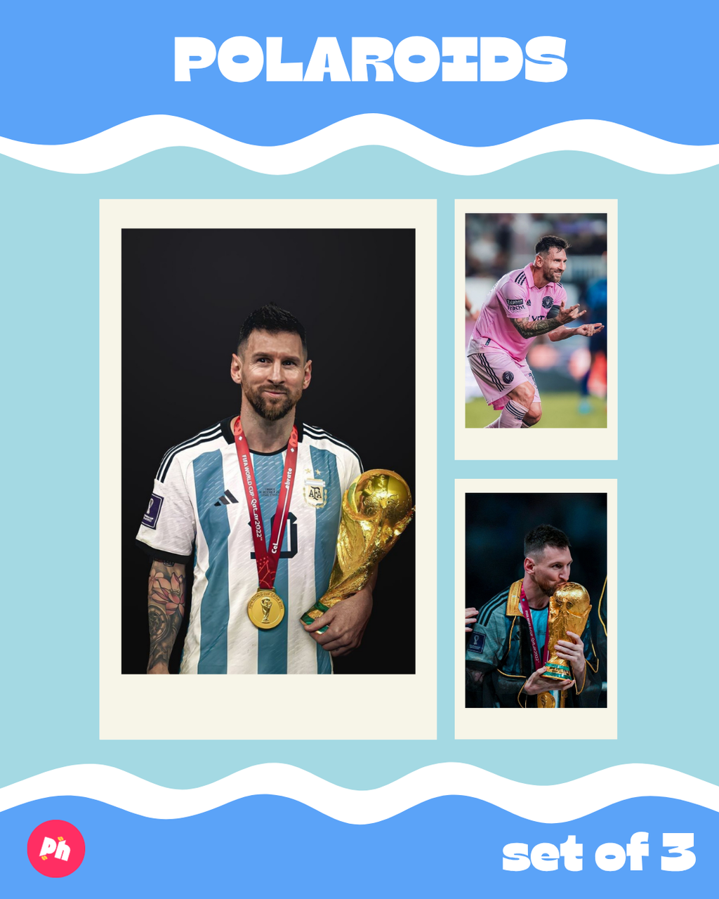 Football: Messi World Cup Polaroid set of 3