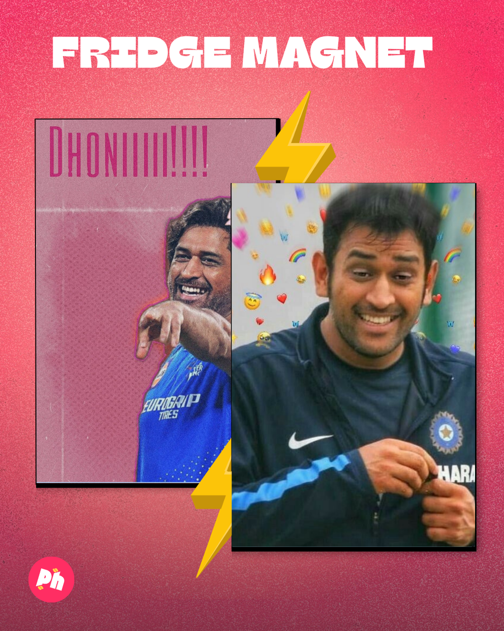 MS Dhoni “DHONIIIIII!!!!!” set of 2 fridge magnet
