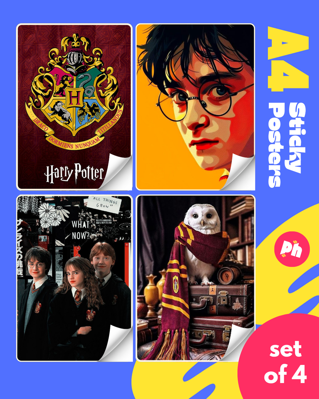 Harry Potter Set of 4 Sticky Poster