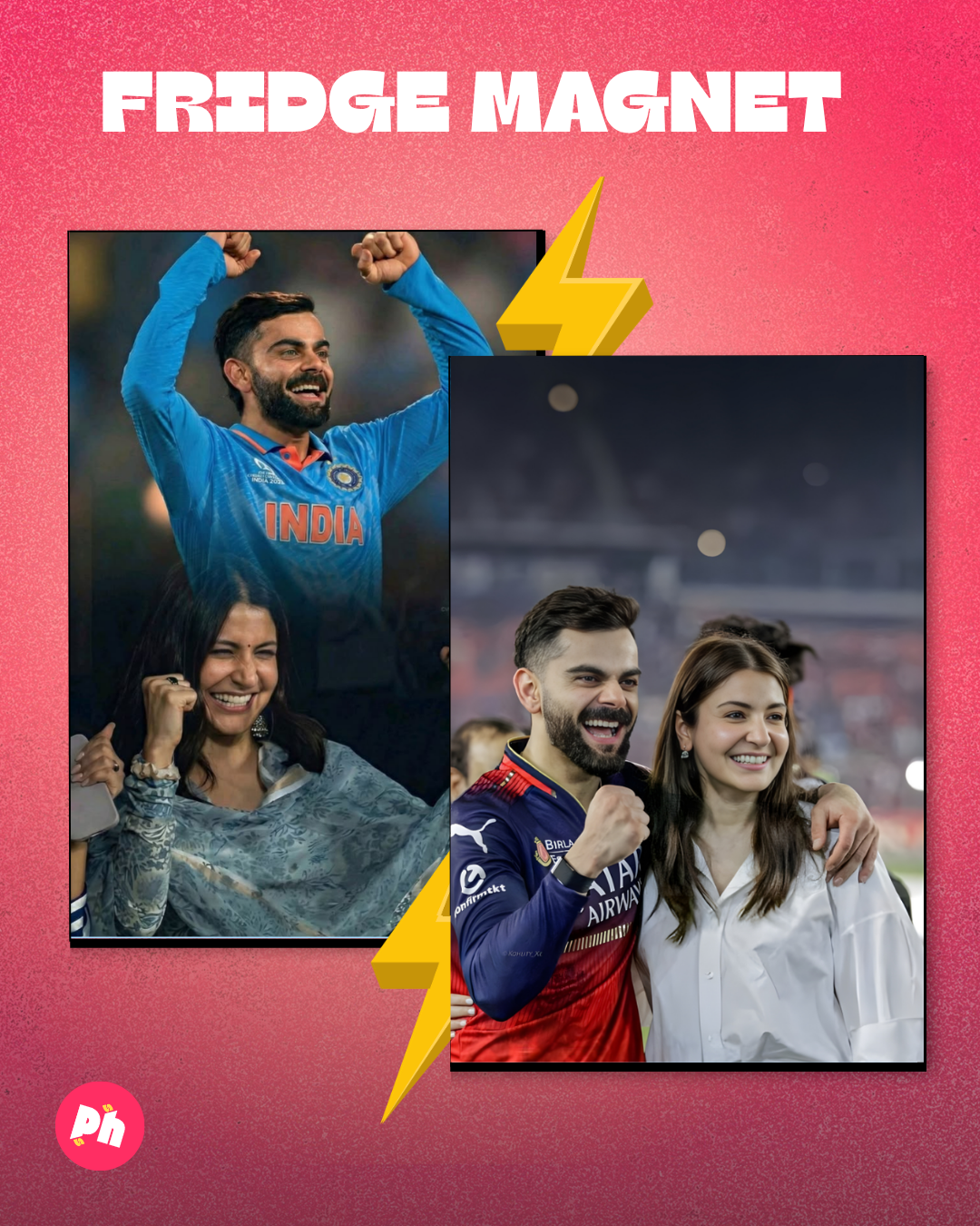 Virat Kohli & Anushka (Virushka) set of 2 fridge magnet